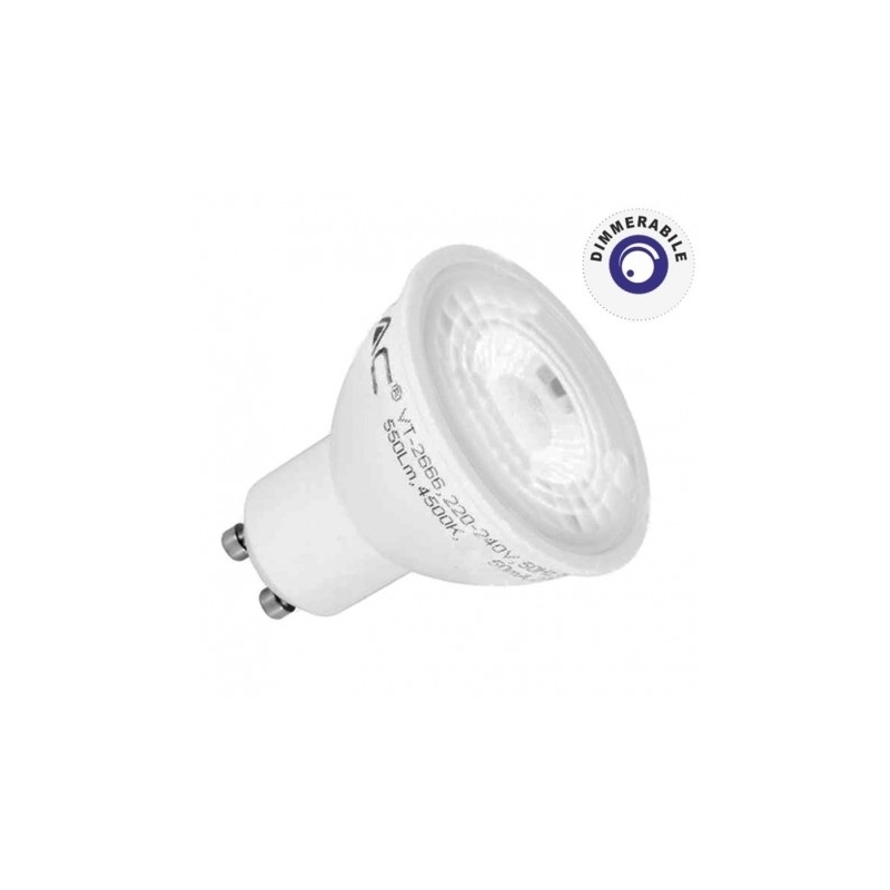 v tac lampada faretto dicroica lampadina a led gu10 7w faretto 38° spotlight dimmerabile luce fredda  vt 2886 d sku 1668