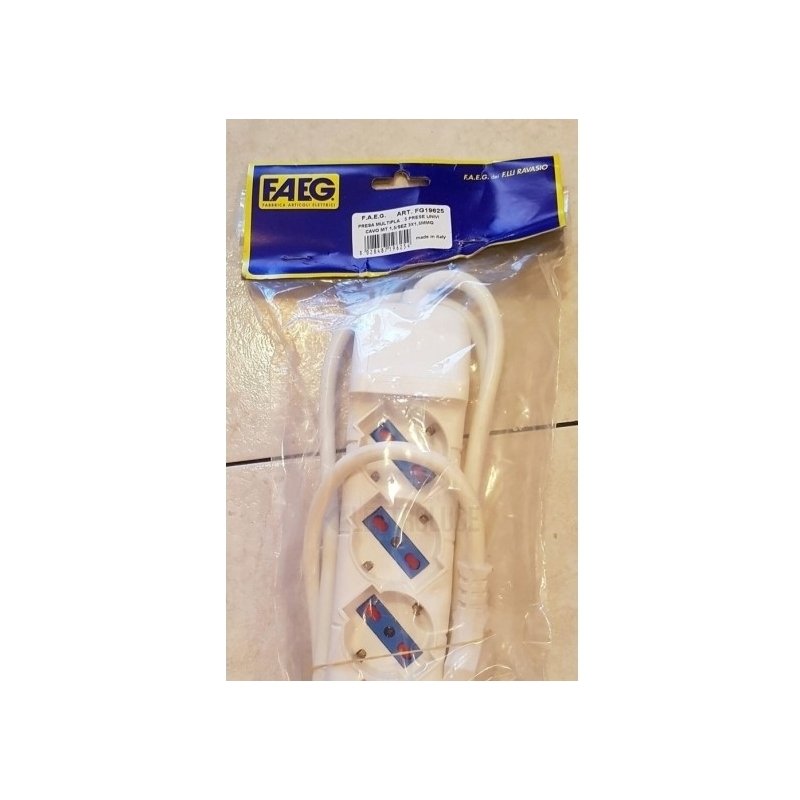 faeg 19623 multipresa universale 3 prese schuko bipasso 2p+t 10a 16a p40 con cavo fg19623