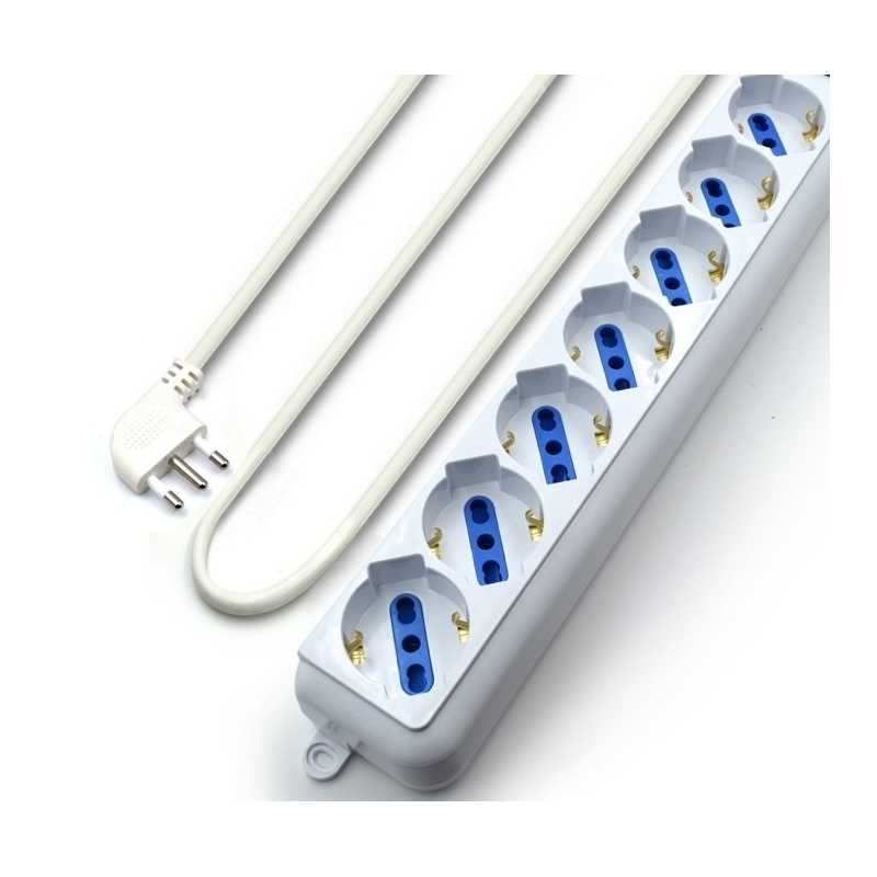 faeg 19627 multipresa universale 7 prese schuko bipasso 2p+t 10a 16a p40 con cavo fg19627