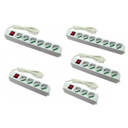 faeg 19639 multipresa universale 5 prese schuko bipasso 2p+t 10a 16a p40 con cavo 3 metri e interruttore fg19639