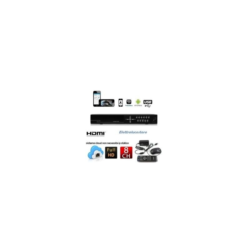 Dvr 8 canali videosorveglianza h264 full hd 720p registratore telecamere hdmi vga usb iphone TURBO