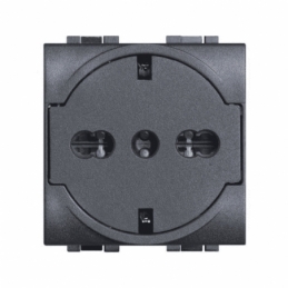 bticino  livinglight  presa schuko bipasso flat 10/16a 2 posti antracite bticino l4140/16f