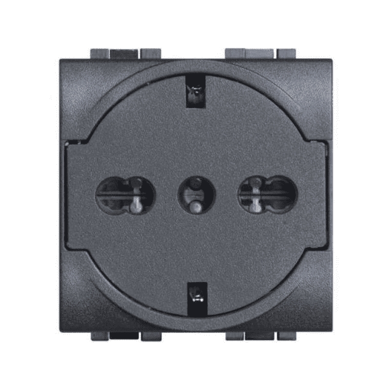 bticino  livinglight  presa schuko bipasso flat 10/16a 2 posti antracite bticino l4140/16f