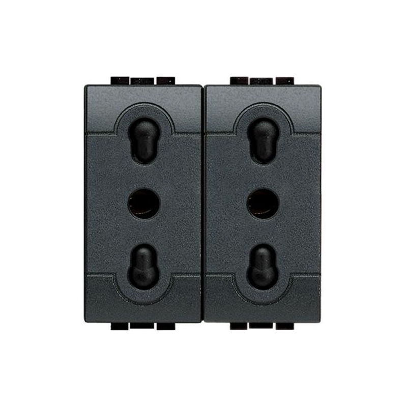 bticino living international presa duplex bipasso 10 16a 2 posti bticino l4180/2