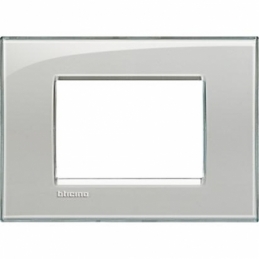bticino  living light  placca 3 posti grigio ghiaccio bticino na4803kg