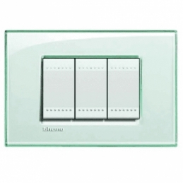 bticino  living light  placca 3 posti acquamarina bticino lna4803ka