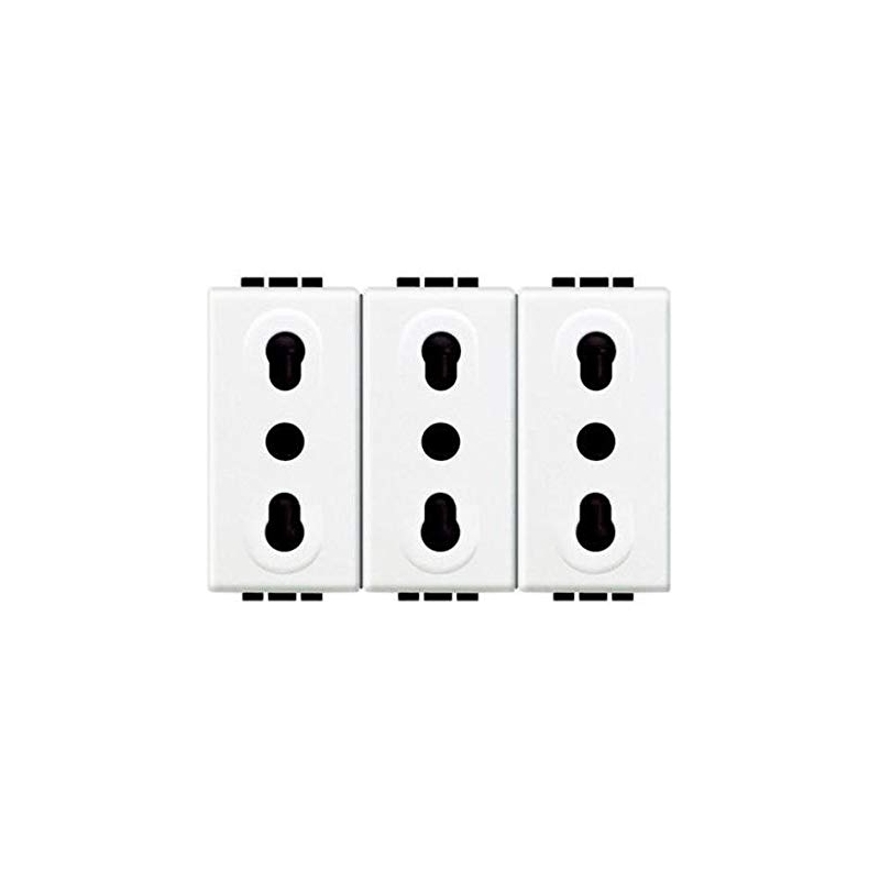 bticino living light  presa triplex bipasso 10 16a 3 posti bticino n4180/3
