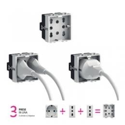 bticino matix  presa bipasso e schuko side bianca per  4box    bticino 4bx4b.am.h21