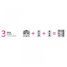 bticino matix  presa bipasso e schuko side bianca per  4box    bticino 4bx4b.am.h21