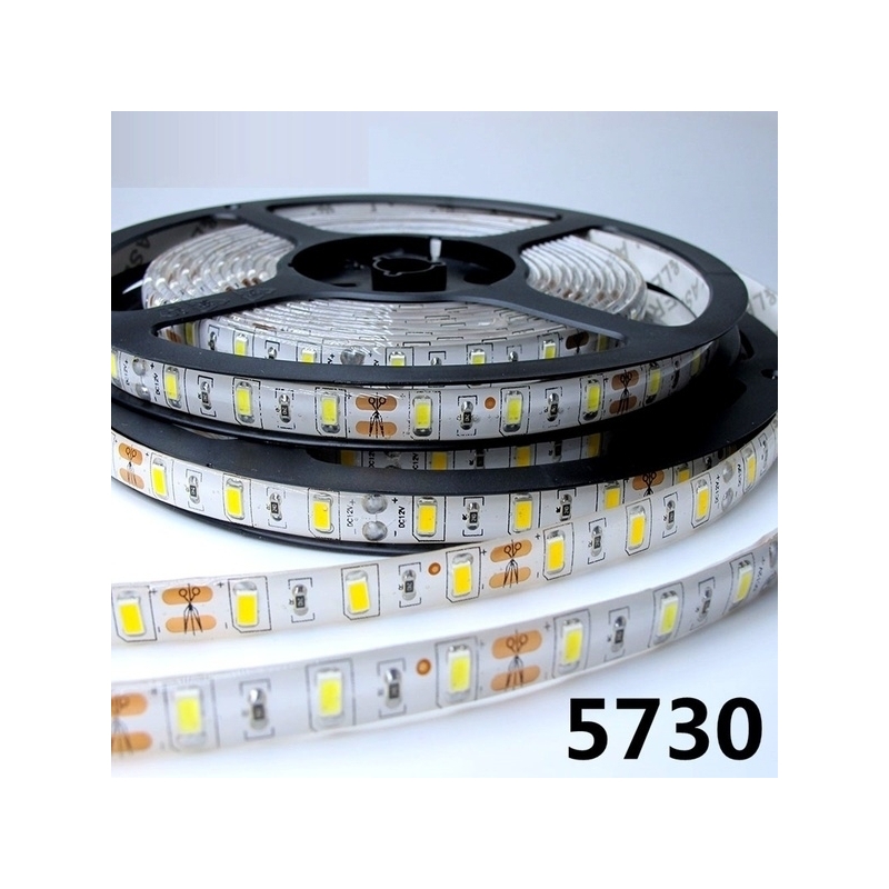 strip striscia led 12v ip65 90w smd5730 luce fredda 6000°k  5 metri elt013