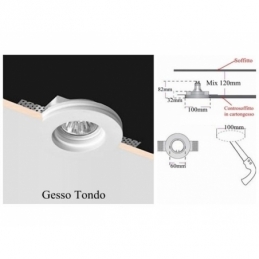 Faretto faro da incasso rotondo in gesso fisso a scomparsa verniciabile per GU10 moderno nuovo