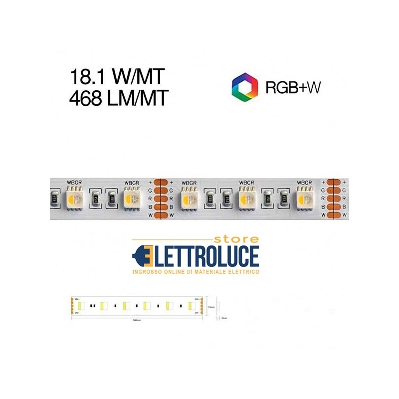 strip led cc30096 4in1 96w 19.2w al metro ip20 24v rgb+6000k 2397