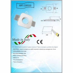 Faretto incasso quadrato gesso arredo fisso scomparsa verniciabile GU10 moderno nuovo