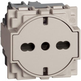 bticino living now  presa trivalente schuko bipasso flat 10a 16a colore sabbia bticino km4140a16f