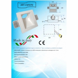 Faretto incasso quadrato luce indiretta in gesso fisso scomparsa verniciabile GU10 nuovo