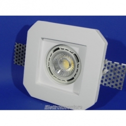 Faretto incasso quadrato luce diretta in gesso fisso a scomparsa verniciabile GU10 nuovo